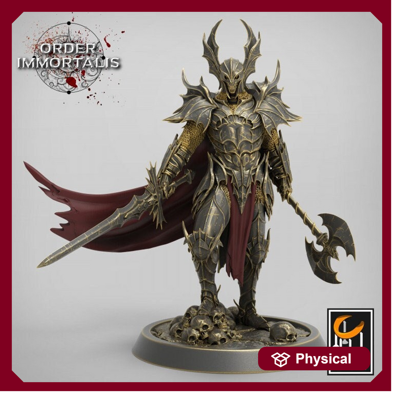 Oathbreaker Paladin, Chaos Knight, Vampire Knight Unpainted Miniature | 28mm, 32mm,54mm, 75mm, 100mm Scales |D and D| Pathfinder | - Only-Games