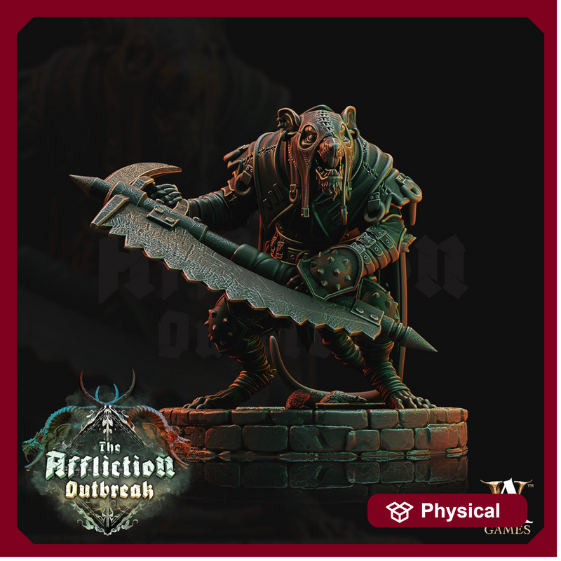 Wererat in Heavy Armor  | Resin Miniature | Dungeons and Dragons | 28mm,32mm,75mm Scales | Pathfinder ratfolk | D&D | - Only-Games