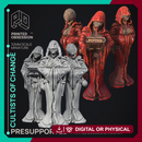 Cultists of change - 3 Models - Cryptid of the Darkwood - PRESUPPORTED - Illustrated and Stats - 32mm scale