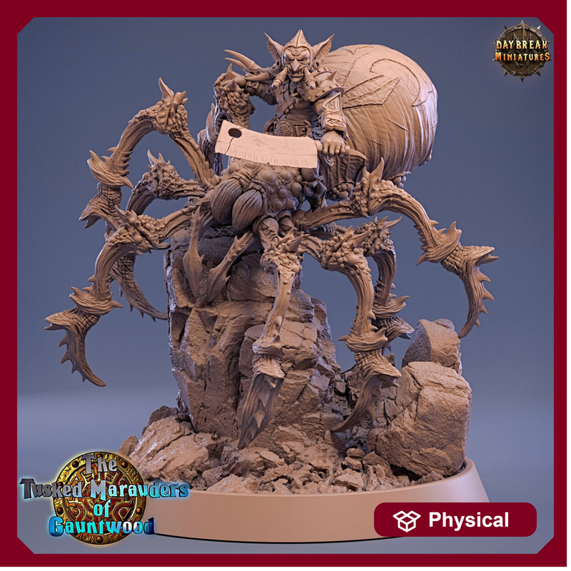 Goblin mounted on Giant Spider | Dungeons and Dragons | 28mm and 32mm Scales| Pathfinder | Figure for Painting| Daybreak Miniatures - Only-Games