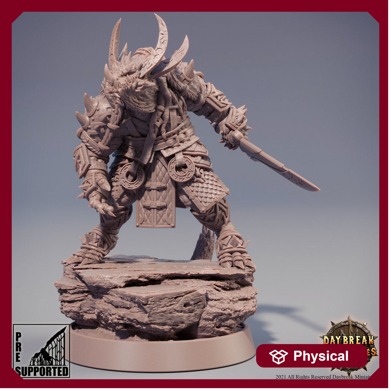 Dragonborn Fighter mini | 28mm, 32mm, 75mm Scale Resin Miniature | Dungeons and Dragons Miniatures | Pathfinder | - Only-Games