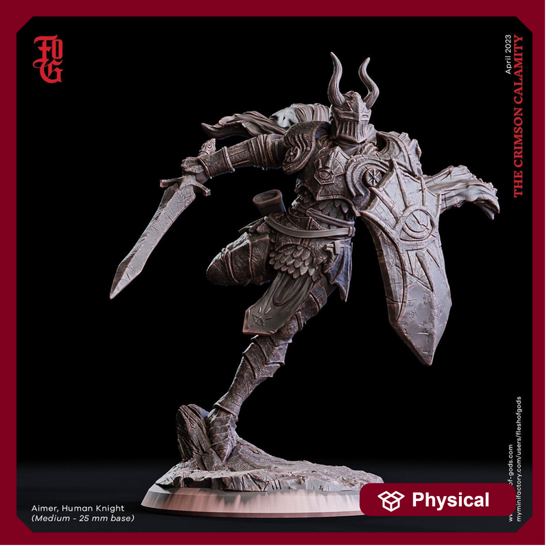 Fighter Knight Paladin  | 28mm, 32mm,54mm,75mm,100mm Scales | Player Character Mini Minis -D&D 5e Pathfinder Figurine |Flesh of Gods - Only-Games
