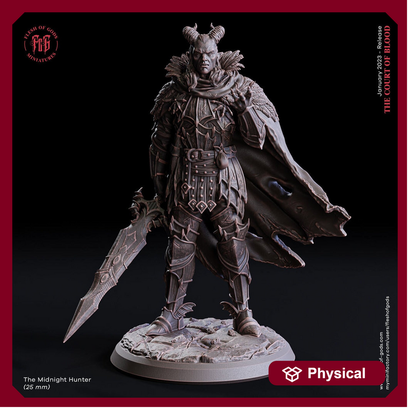 Tiefling Warlock Hexblade, Fighter, Ranger, Blood Hunter | 28mm, 32mm,75mm Scales | 100mmTall | Player Character Mini-D&D 5e | Flesh of Gods - Only-Games