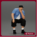 Fat Gangster sitting and thinking
