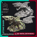 Stone Shark - Elemental Creature -  PRESUPPORTED - Illustrated and Stats - 32mm scale