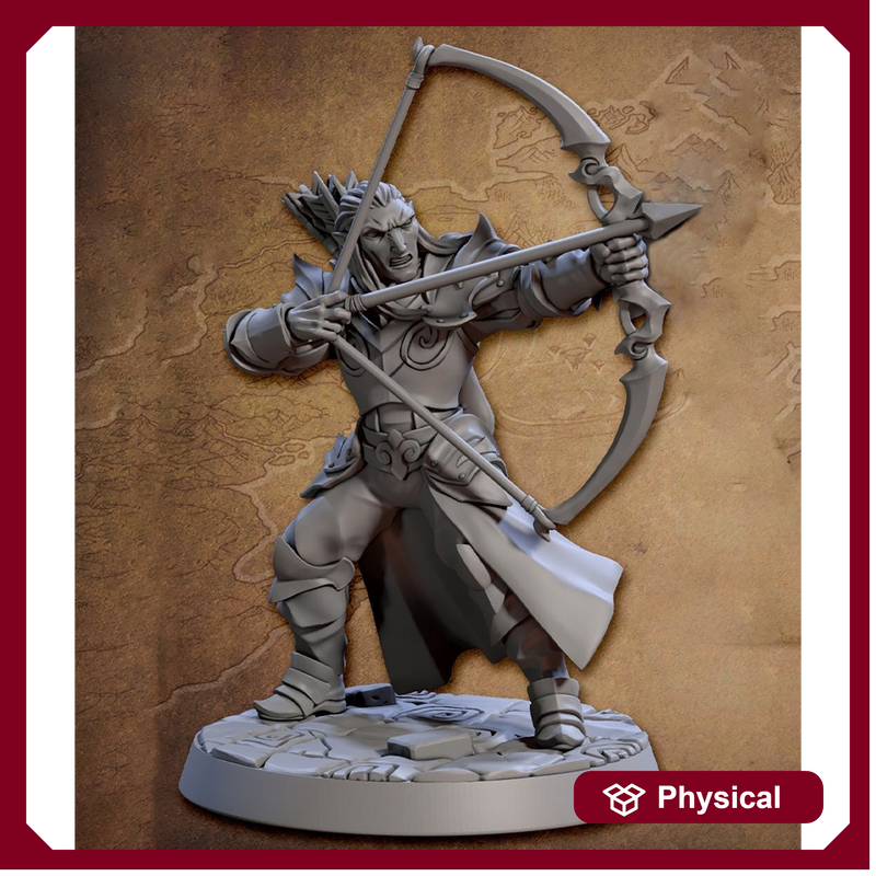 Elf Ranger Fighter Sharpshooter Bow | 28mm, 32mm, 54mm,75mm,100mm Scale Resin Miniature Dungeons and Dragons D&D Pathfinder | Artisan Guild - Only-Games