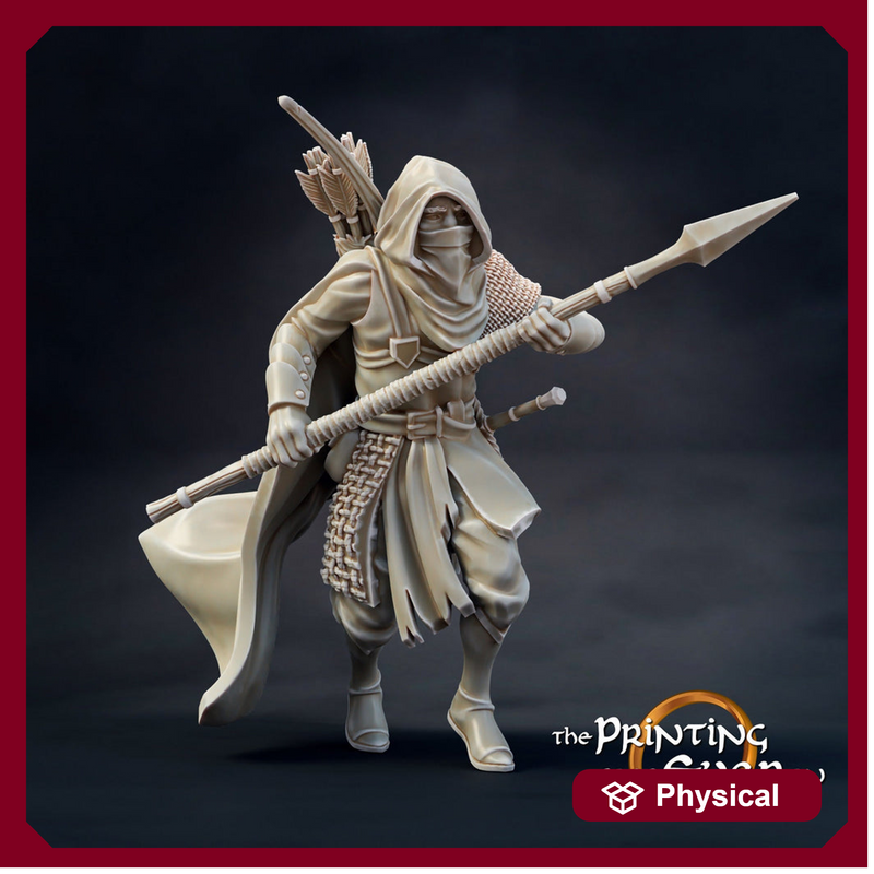 Human Ranger Fighter with Spear | Miniature | 28mm Scale | 32mm Scale | 75mm Scale | Pathfinder Figure | DnD | Ranger Figurine unpainted | - Only-Games
