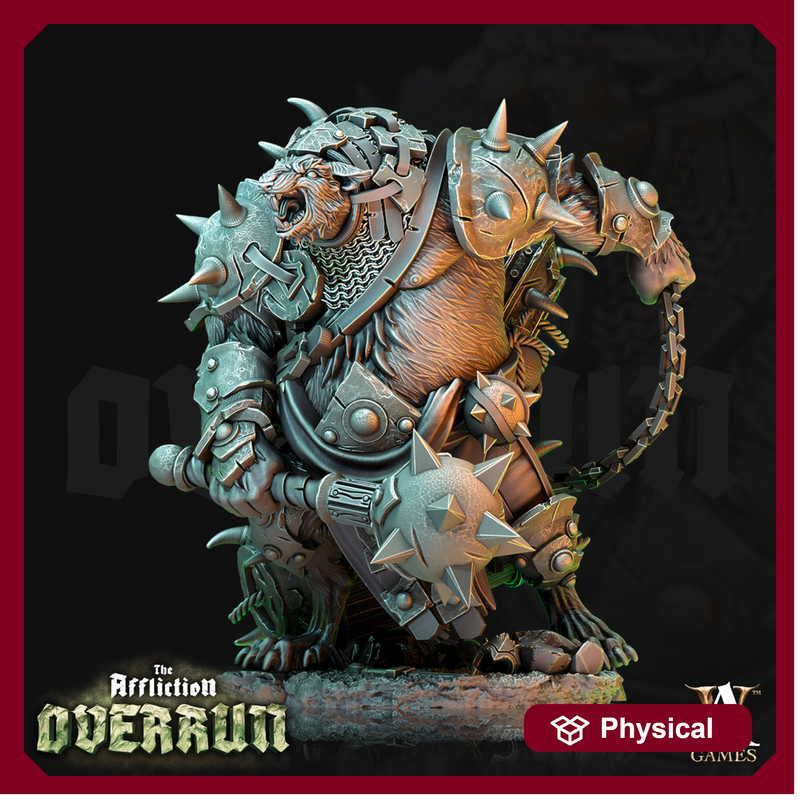 Wererat in Heavy Armor w/ Mace and Chain Barrel | Resin Miniature | Dungeons and Dragons | 28mm,32mm,75mm Scales | Pathfinder ratfolk |D&D - Only-Games