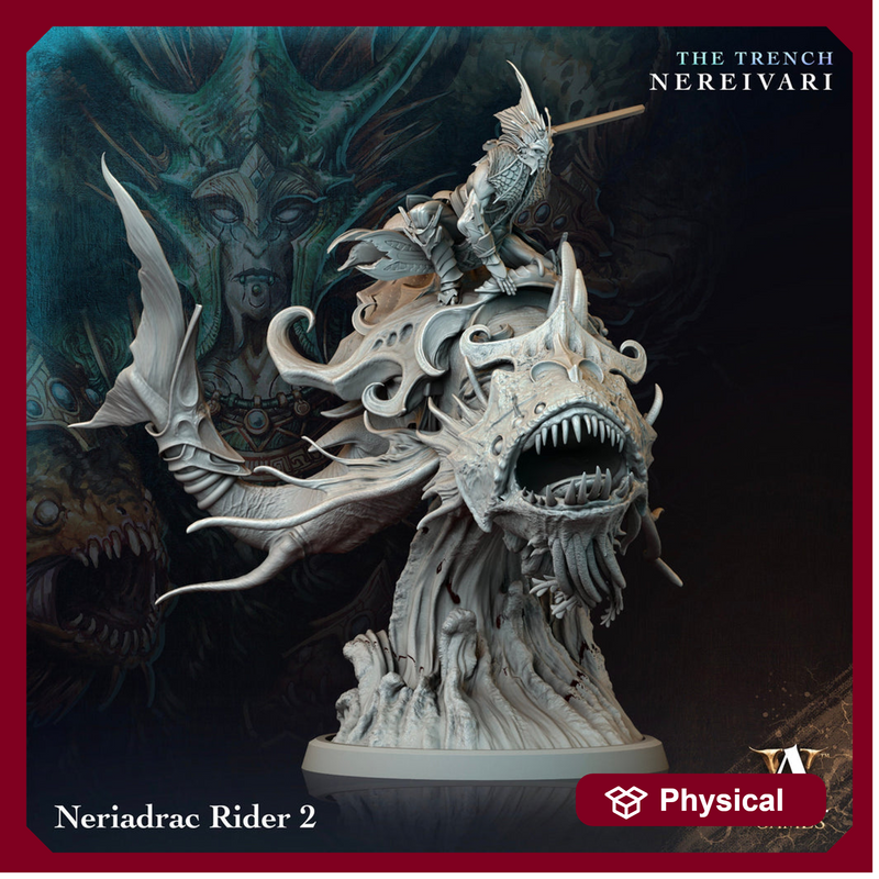Triton, Sea Elf mounted on Fish Monster | 28mm, 32mm Scales | Archvillain Games | Dungeons and Dragons 5e Pathfinder |Underwater Adventure - Only-Games