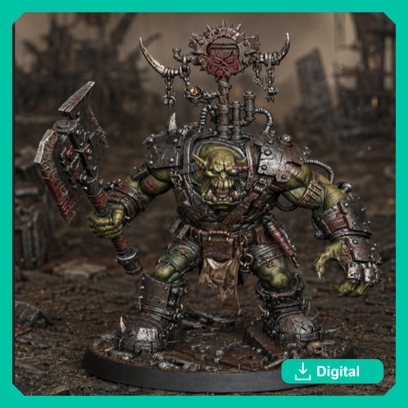 Big SkrapperBoss - Sci-Fi Orc Warlord Miniature | Scrap-Tech| Original Wargaming 40mm and 50mm base
