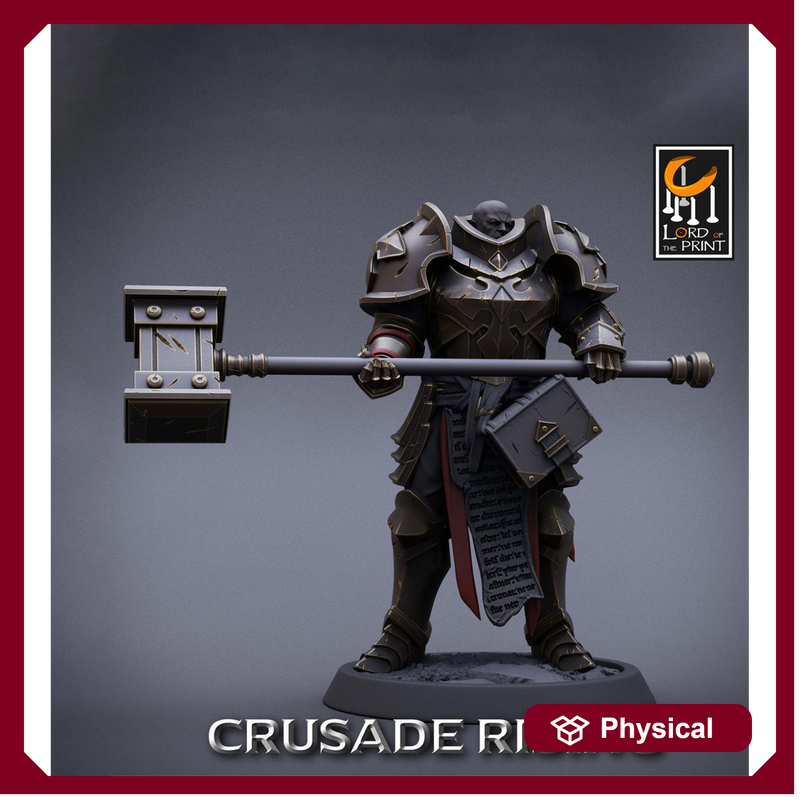 Paladin Knight Hammer Templar Unpainted Miniature | 28mm, 32mm,54mm,75mm, 100mm Scales | Dungeons and Dragons |Pathfinder |Lord of The Print - Only-Games
