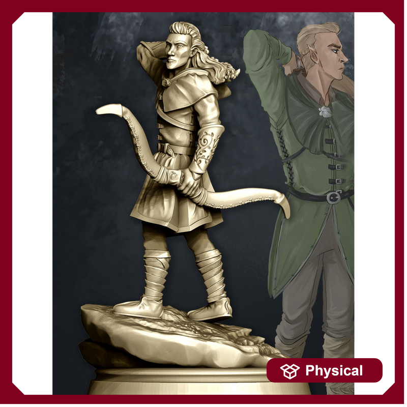 Elf Sharpshooter Archer Miniature Dungeons and Dragons | 28mm, 32mm Scale | Pathfinder Figure | DnD | Elf with Longbow Figurine unpainted | - Only-Games