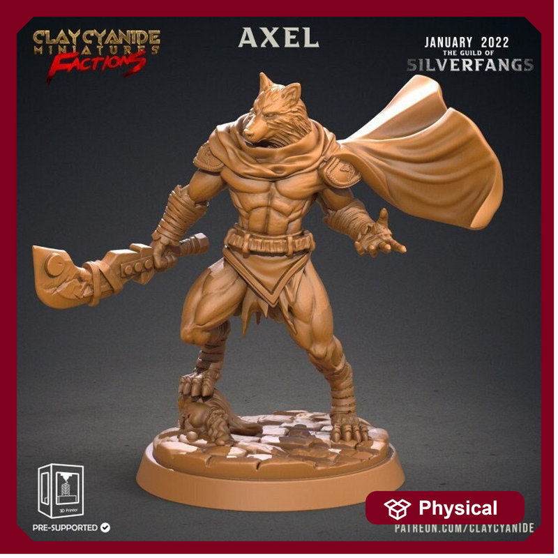 Werewolf Fighter, Wolf Folk, Wolfkind | 28mm, 32mm,75mm Scales | Resin Miniature | Dungeons and Dragons | Figure for painting |Pathfinder | - Only-Games