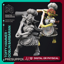 Toffy Hammer - Goblin Barbarian -  PRESUPPORTED - Illustrated and Stats - 32mm scale