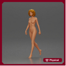 Naked Woman with curly hair walking