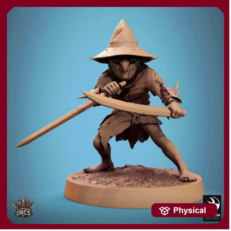 Goblin Dual Swords Fighter | D&D 5e UNPAINTED | 28mm, 32mm,54mm,75mm, 100mm scale| Pathfinder | Figure for Painting| Rescale Miniatures - Only-Games