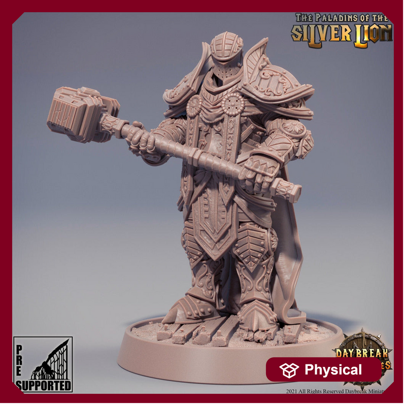 Paladin | Knight Templar Heavy Armor Miniature | 28mm,32mm,54mm,75mm,100mm Scales | Dungeons and Dragons | Pathfinder | Figure for Painting| - Only-Games