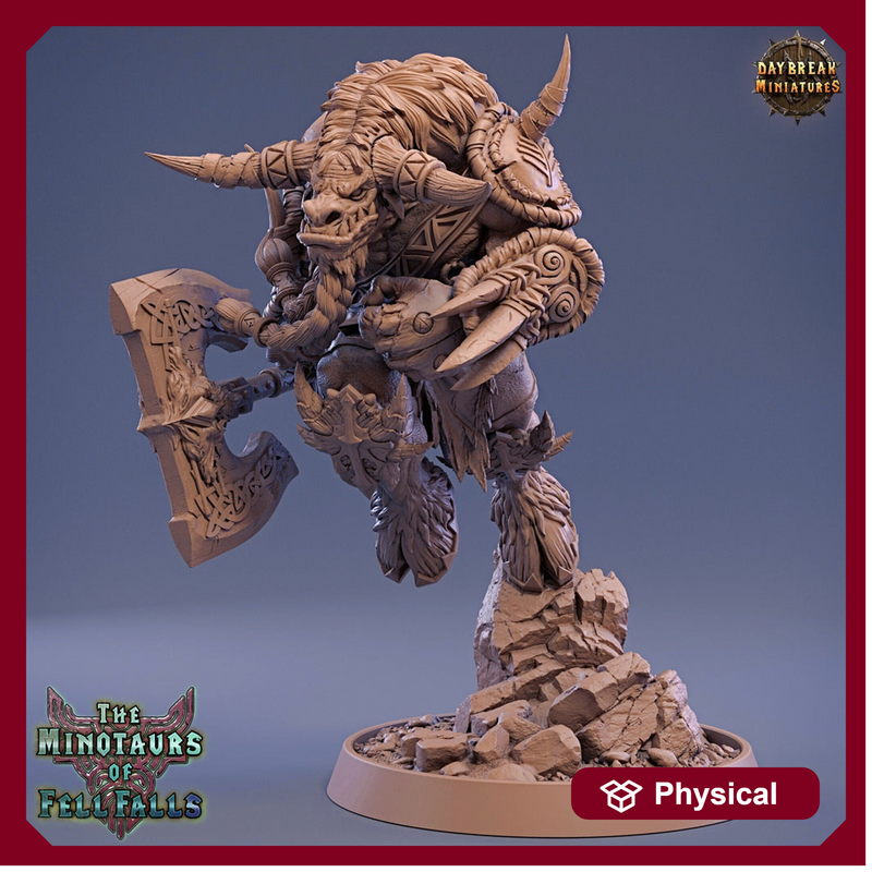 Minotaur Warrior War Chief | Scales: 28mm | 32mm | 75mm | D&D 5e Megaboss | Dungeons and Dragons | Pathfinder | Daybreak Miniatures - Only-Games