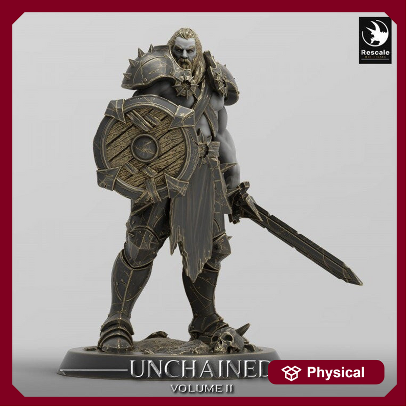 Ranger, Fighter, Sword and Shield, DnD Unpainted Miniature| 28mm, 32mm,54mm,75mm,100mm Scales | Dungeons & Dragons - Only-Games