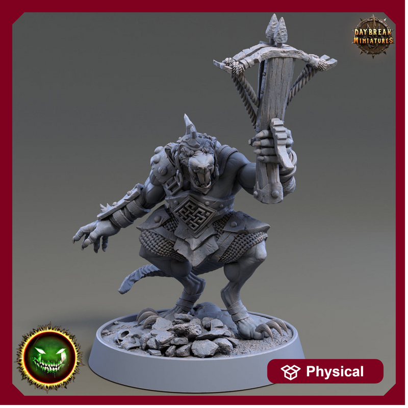 Wererat Crossbow Expert, Ratfolk, Ratman |Resin| Dungeons and Dragons 5e | 28mm,32mm,54m,75mm Scales | Pathfinder D&D | Daybreak Miniatures - Only-Games