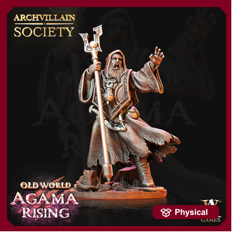 Human Male Wizard Miniature | 28mm, 32mm, 54mm, 75mm, 100mm Scales | Dungeons and Dragons | Pathfinder | Battle Wizard - Only-Games