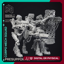 Corprate Mech Squad - 4 Cyberpunk Models - PRESUPPORTED - 32mm scale