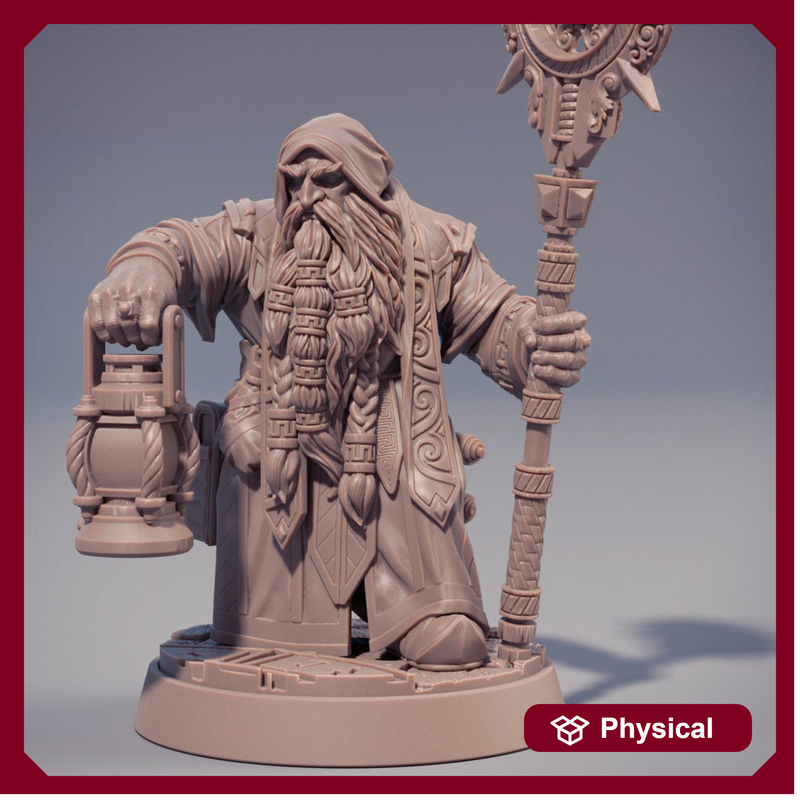 Dwarf Wizard Miniatures | Spell Caster | Dungeons & Dragons | 28mm,32mm,54mm, 75mm, 100mm Scales | Pathfinder - Only-Games