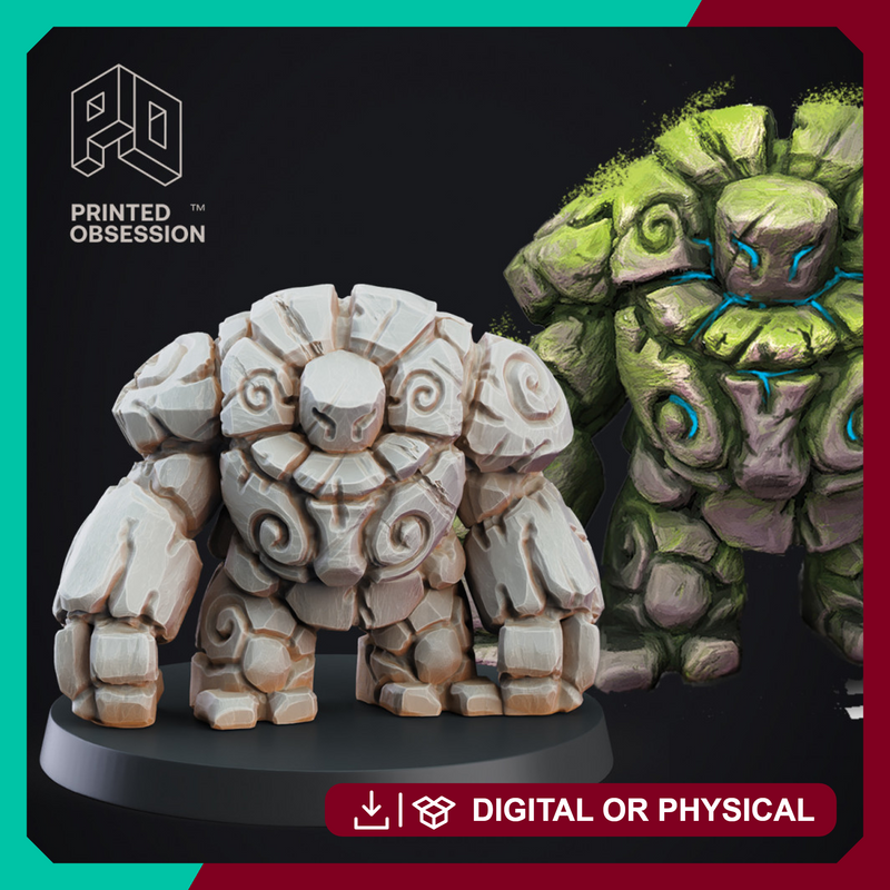 Stone Golem - Construct - PRESUPPORTED - D&D 32mm