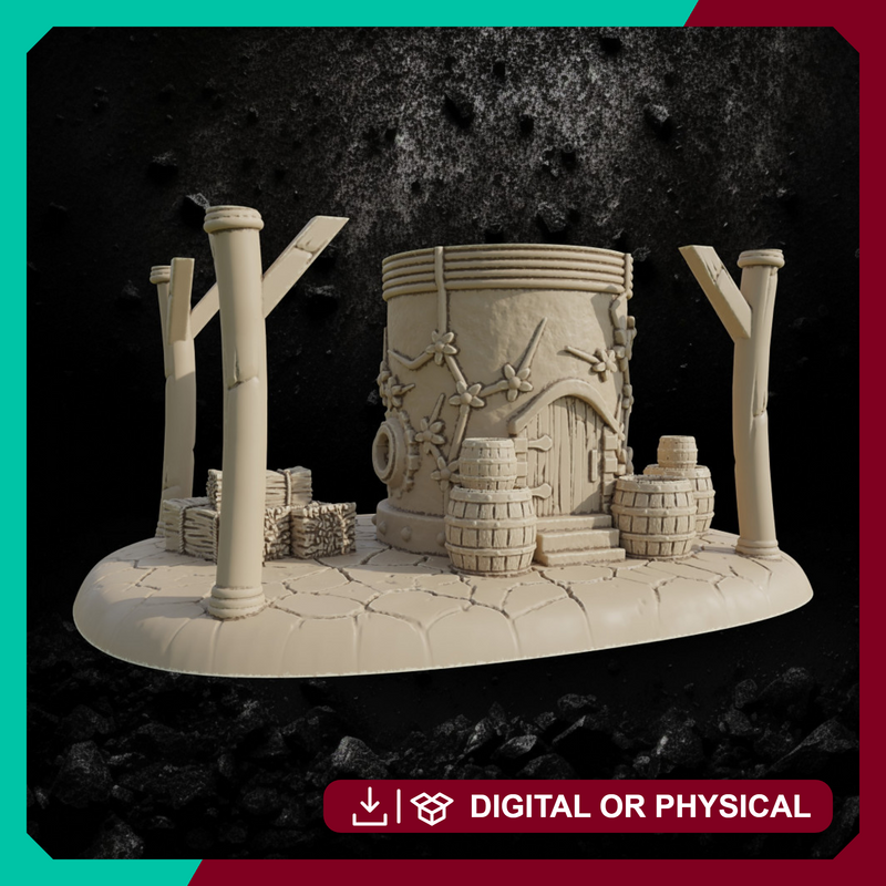 Round Tiny House - Fantasy Village Terrain STL, DnD & Wargaming Scenery