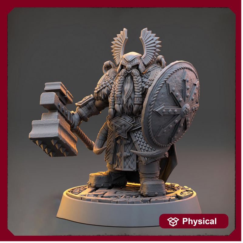 Dwarf Duergar Fighter Hammer and Shield | Unpainted D&D| 5 Sizes /Scale | Pathfinder - Only-Games