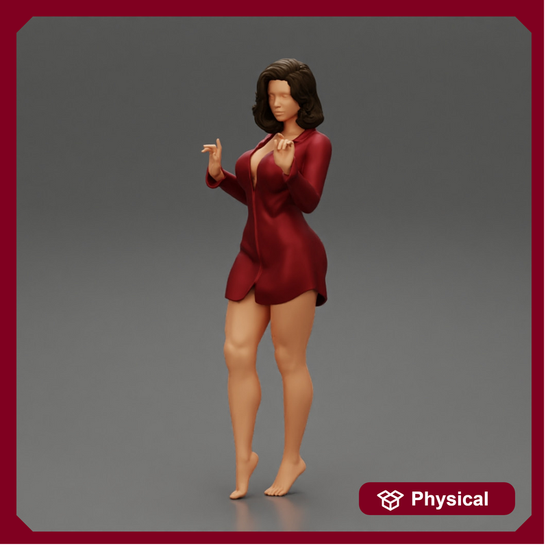 Cute Woman Wearing Long Shirt while Posing