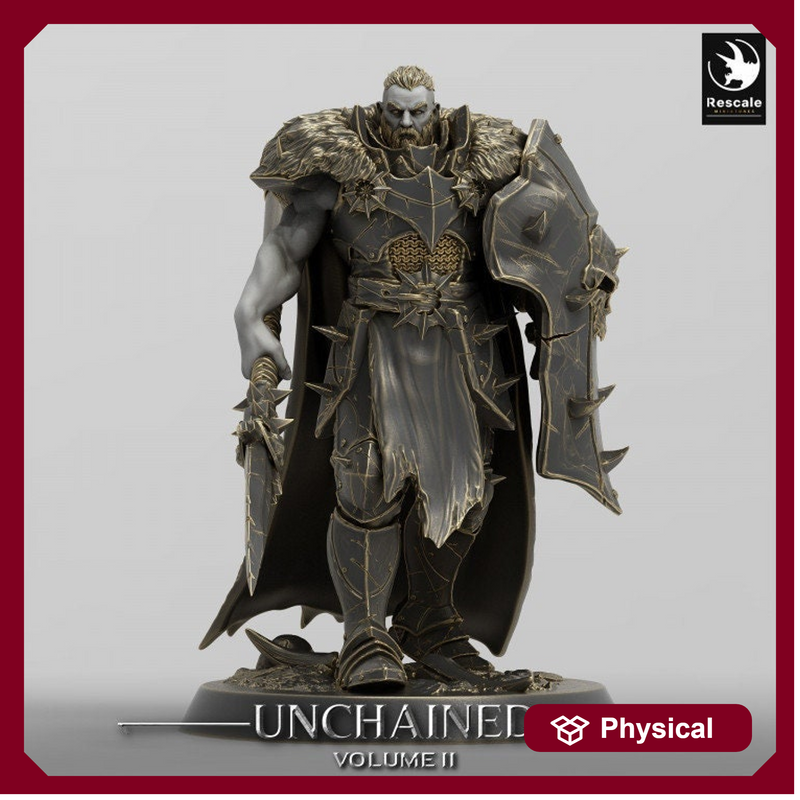 Fighter, Ranger Spear and Shield, Oathbreaker Paladin, DnD Unpainted Miniature| 28mm, 32mm,54mm,75mm,100mm Scales | Dungeons & Dragons - Only-Games