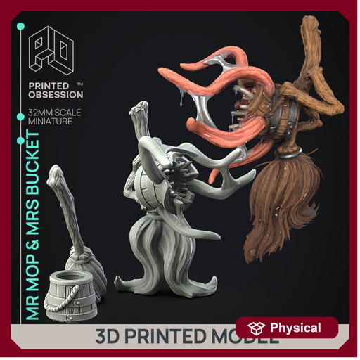 Mr Mop & Mrs Bucket - Mimic Couple - 32mm scale - Only-Games