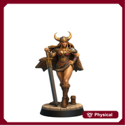 Female Viking Warrior UNPAINTED Miniature DnD 5e Barbarian Fighter Resin Figure - Only-Games