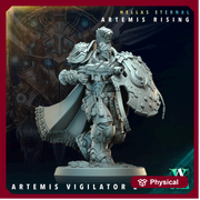 Sci-Fi Miniature Space Knight, Hellas Eternal Artemis Apex Vigilator | 28mm,32mm, 54mm, 75mm,100mm Scales | Resin Mini | Archvillain Games - Only-Games