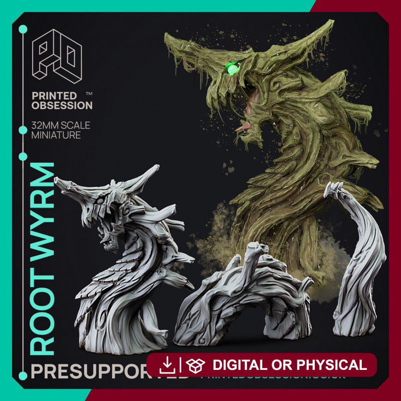 Root Wyrm - Wood Dragon - PRESUPPORTED - 32mm Scale