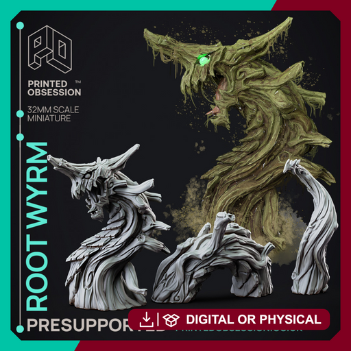 Root Wyrm - Wood Dragon - PRESUPPORTED - 32mm Scale - Only-Games