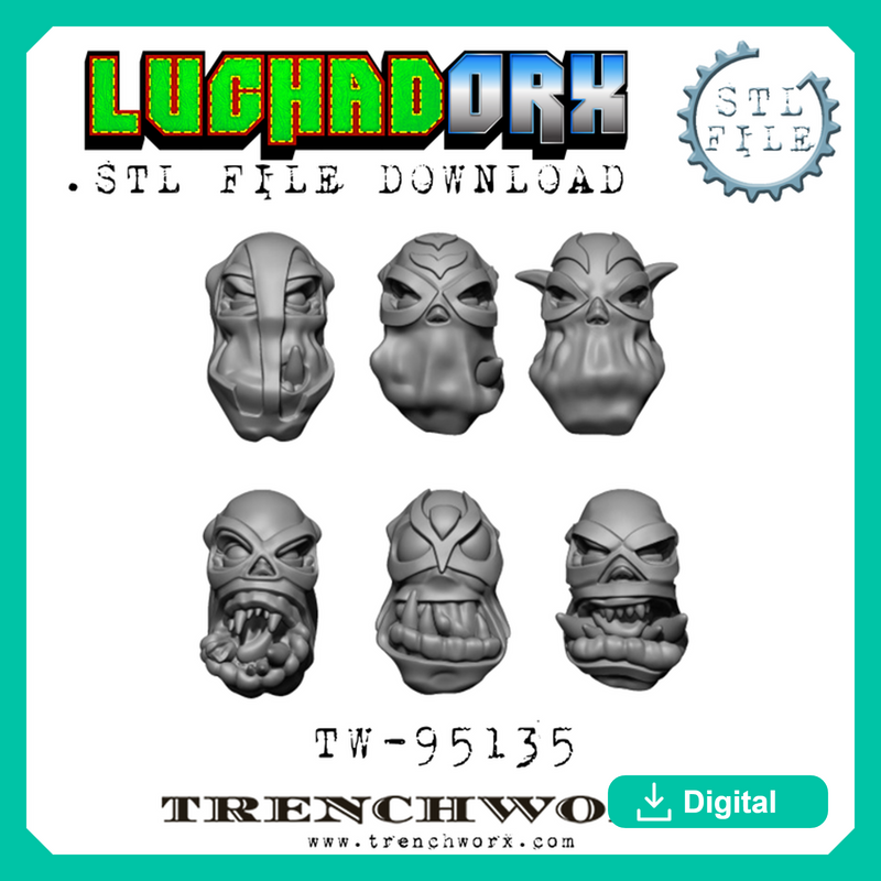 LuchaDOrx Orc Heads .STL - Only-Games