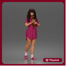 Pet lover woman cuddles tiny pup wearing comfy nightshirt socks slippers
