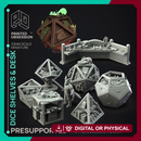 Dice Shelves & Desk - 7 Enviromental Model - Side Quest Shop -  PRESUPPORTED - Illustrated and Stats - 32mm scale