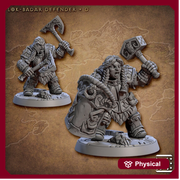 Female Fighter Cleric Dwarf with Hammer & Axes, Helm, Shield | 28mm, 32mm, 54mm, 75mm Scale Miniature | Dungeons and Dragons | Artisan Guild - Only-Games