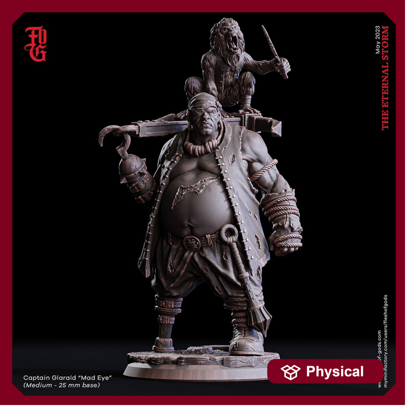 Swashbuckler Pirate Captain Fighter | 28mm, 32mm,54mm,75mm,100mm Scales | Player Character Mini  -D&D 5e Pathfinder Figurine |Flesh of Gods - Only-Games
