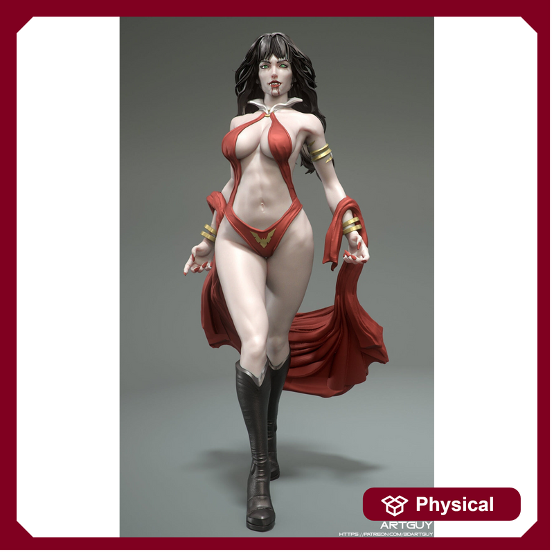 Female Vampire Strahd Bride Consort Pinup UNPAINTED | 28mm, 32mm, 50mm,75mm,100mm | Dungeons and Dragons | Pathfinder |3DArtGuy - Only-Games