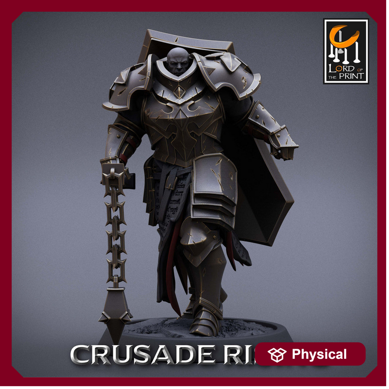Paladin Knight Flail Templar Unpainted Miniature | 28mm, 32mm,54mm,75mm, 100mm Scales | Dungeons and Dragons |Pathfinder | Lord of The Print - Only-Games