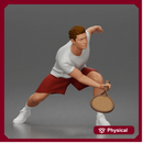 Focused Tennis Player Lunging Forward in Athletic Shirt, Shorts, and Sneakers