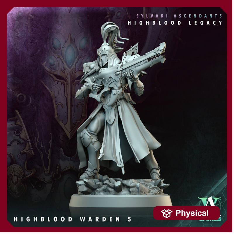 Sci-Fi Miniature Space Elf, Highblood Warden  | 28mm,32mm, 54mm, 75mm,100mm Scales | Resin Mini | Archvillain Games - Only-Games
