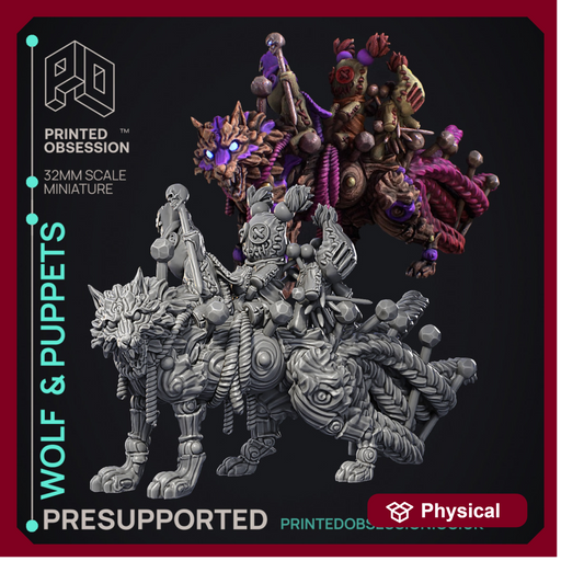 Wolf  & Puppets - Free Model for Painting Competition - PRESUPPORTED - Illustrated - 32mm scale - Only-Games
