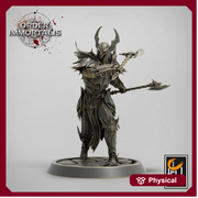 Fighter Two Weapon style Axes , Chaos Knight,  Unpainted Miniature | 28mm, 32mm,75mm Scales | Dungeons and Dragons | Pathfinder | - Only-Games