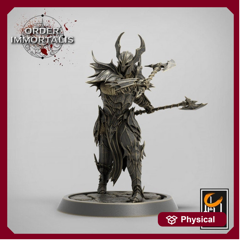Fighter Two Weapon style Axes , Chaos Knight,  Unpainted Miniature | 28mm, 32mm,75mm Scales | Dungeons and Dragons | Pathfinder | - Only-Games