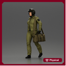 Pilot Woman Walking with Military Helmet and Emergency Shoulder Bag